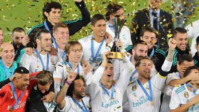 Real Madrid’s Cristiano Ronaldo and team mates celebrate winning the FIFA Club World Cup. Ahmed Jadallah / Reuters