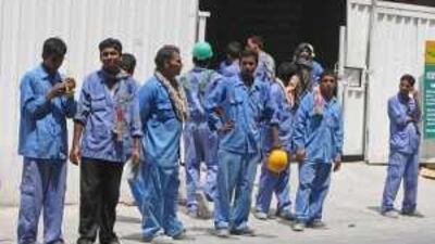 There has been an increase in private-sector protests, like one in the Al Habtoor Engineering company, above, over late and unfair wages.