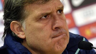 Gerardo Martino has guided Barcelona to 21 wins, three draws and four losses in his first season in La Liga, good so far for third place. Lluis Gene / AFP