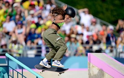 Rayssa Leal of Brazil wore a crop top for the Women's Street Final of the Skateboarding competitions in the Paris 2024 Olympic Games. EPA