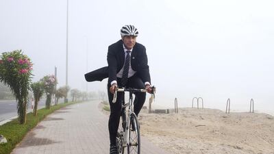 Rabih Dabboussi, the general manager of Cisco UAE, often cycles in his morning commute to work – even during the summer months. Clint McLean for The National