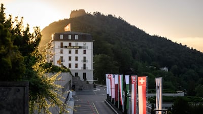 The Burgenstock luxury hotel complex overlooking Lake Lucerne, Switzerland, ahead of high-level talks aimed at advancing a deal to end the Middle East conflict. AFP