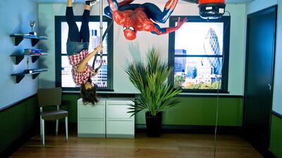 A Spiderman exhibit in the Marvel Super Heroes 4D exhibition, at Madame Tussauds in central London. Leon Neal / AFP