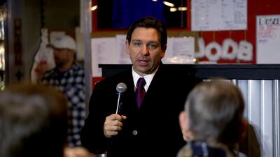 Florida Governor Ron DeSantis during a campaign event at Jersey Pub and Grub in Cedar Rapids. Bloomberg