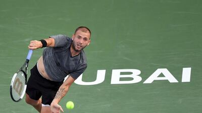Dan Evans on his way to victory over Fabio Fognini at the Dubai Duty Free Tennis Championships. AFP