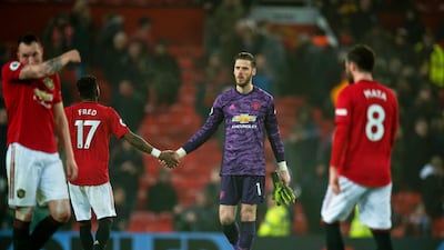 Fred and David De Gea after the Manchester United's defeat to Burnley. EPA