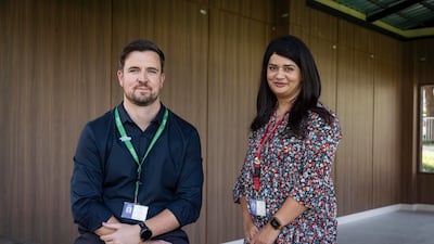 Michael Taylor and Saira Ali of Deira International School will be the main beekeepers at its apiary project. Antonie Robertson / The National