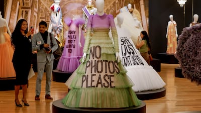 Work by Dutch fashion artists Viktor Horsting and Rolf Snoeren at the High Museum of Art in Atlanta, Georgia. The US premiere of 'Viktor&Rolf Fashion Statements' runs until February and features more than 100 creations from the Dutch duo. EPA