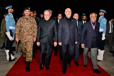 Iran's Foreign Minister Abbas Araghchi, second left, during the first round of talks last week. AFP
