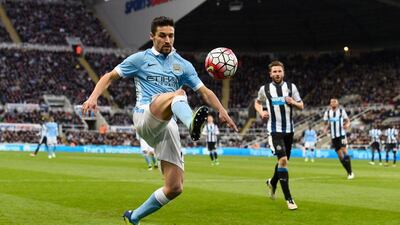 Manchester City winger Jesus Navas of Manchester City controls the ball. Stu Forster / Getty Images
