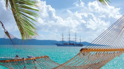 3 IN THE CARIBBEAN: For all their intense beauty and lushness, and the joy in listening to the music that ripples out of these lovely islands — steel drums, reggae, ska — there is a certain melancholy about the Caribbean that adds a poignant subtext to any visit. Somehow you feel it at dusk, which is often the time you’re pulling away from port and starting to think about where you’ll eat dinner and whether you’ll eat inside or out on deck, and the awareness of the me-me-me-ness of that sharpens one’s gratitude at being here, now, on holiday, and surrounded by such profound luxury. Smugness at having been so right in choosing to sail on the Sea Cloud is unavoidable, though, despite best intentions. Built for an heiress in 1931, this three-masted, 34-cabin yacht is arguably the most beautiful vessel afloat. It is ideal for a private charter, too. Courtesy Sea Cloud Cruises