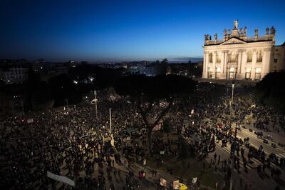 The protests continued into Saturday night. EPA