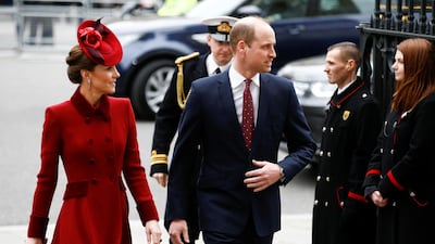 Britain's Prince William and Catherine, Duchess of Cambridge arrive for the service. Reuters