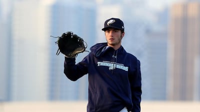 Dubai Little League pitcher Ollie Duthie. Chris Whiteoak / The National