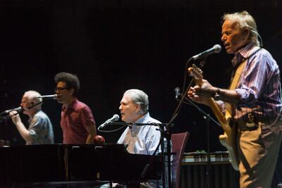 Brian Wilson, centre, performing at Dubai Tennis Stadium in 2016. Antony Robertson for The National