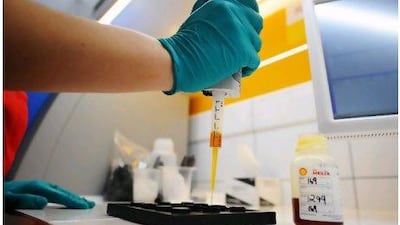 Shell's Lucy Taylor gets to work on fuel samples ahead of the Australian Grand Prix in Melbourne in March this year. Getty Images