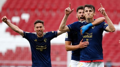 Ante Budimir celebrates after scoring Osasuna's opening goal. Reuters