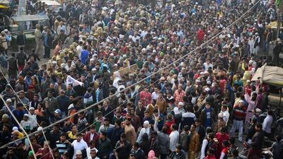 Protesters gather during demonstrations against India's new citizenship law in Allahabad. AFP