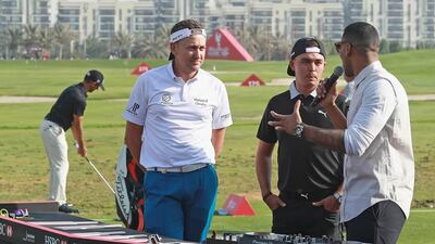 From left: Ian Poulter, Rickie Fowler, DJ Reggie Yates. Courtesy Four Communications