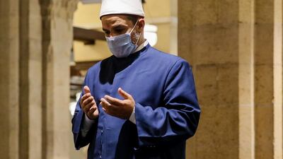 A Muslim worshipper offers the evening prayer Tarawih at Al Azhar Mosque in Cairo during Ramadan. AFP