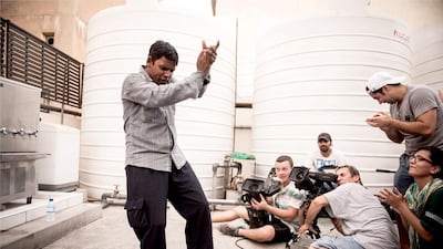 A scene during the filming of Champ of the Camp, which will get its world premiere at the Dubai International Film Festival. Courtesy DIFF