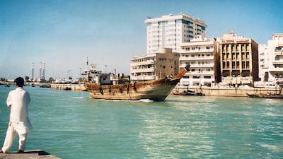A dhow on Dubai Creek in the 1980s