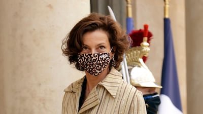 UNESCO Director General Audrey Azoulay arrives for a dinner at the Elysee Palace folowing a summit on the African Economy financing in Paris, France. EPA