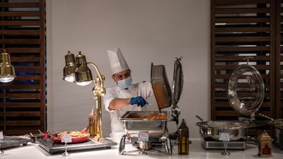 A chef prepares an iftar buffet in Dubai. Getty