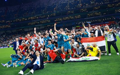 Iraq players celebrate after beating Bolivia 2-1 in their inter-confederation play-off final in Monterrey, Mexico to qualify for the 2026 Fifa World Cup. Reuters