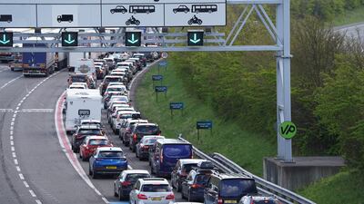 Traffic queuing for the Channel tunnel at Folkestone in 2022. PA
