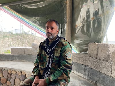Jwansher Rifaati, from the Iranian Kurdish dissident group the Kurdistan Freedom Party, at a base hit by Iran-backed attacks in the Kurdistan Region of Iraq. Lizzie Porter / The National