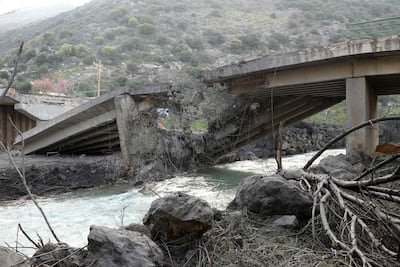 A bridge connecting villages south of the Litani river with Lebanon's north, which was destroyed by an Israeli strike. AFP