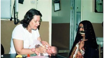 Nurse Gertrude Dyck (known as 'Doctora Latifa') at an outpatient clinic.