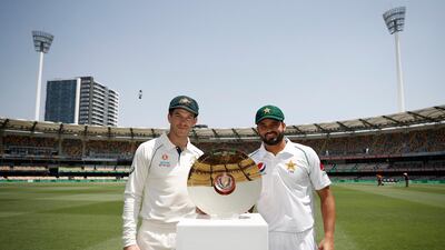 Pakistan captain Azhar Ali with Australian counterpart Tim Paine. Getty