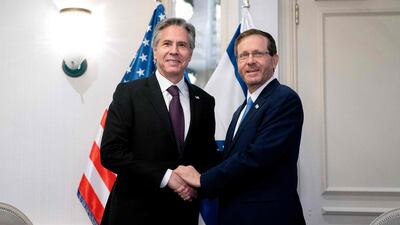 US Secretary of State Antony Blinken met Israeli president Isaac Herzog in Washington on Tuesday. AFP