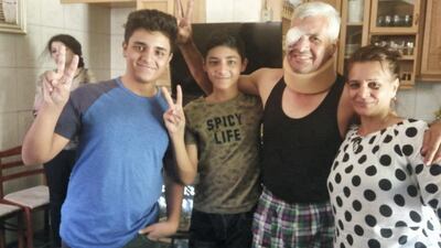 Abdullah El Hajj with his family after the first operation. Courtesy Abdullah El Hajj