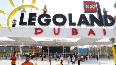 A view of the entrance of Legoland Dubai in Dubai. Pawan Singh / The National