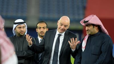 Fifa president Gianni Infantino, pictured in Kuwait early in December, will be at the Dubai International Sports Conference on December 27-28. Noufal Ibrahim / EPA