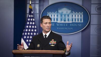 Ronny Jackson told the press that Mr Trump is "very healthy" and should remain so through his presidency. Al Drago/Bloomberg