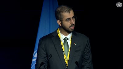 Omar Al Olama, UAE's Minister of State for AI, Digital Economy and Remote Work Applications, addresses the UN global dialogue on AI. UN