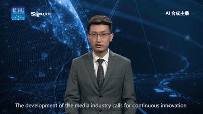 A screengrab from the video posted by Xinhua News Agency featuring an AI TV anchor.