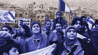 Health workers hold a silent march from St Thomas' Hospital to Downing Street in London. Getty Images / Reuters / The National