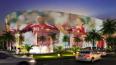 An artist's impression of a stadium in Doha that will host the Fifa World Cup in 2022