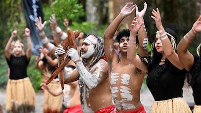 Members of the Butchulla people dance during the official ceremony for the renaming of Fraser Island to K'gari. EPA