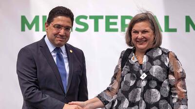 Mr Bourita receives Ms Nuland. AFP