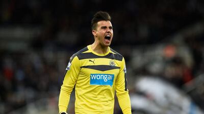 Newcastle goalkeeper Karl Darlow celebrates after teammate Vurnon Anita’s goal. Stu Forster / Getty Images