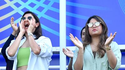 Virat Kohli's wife Anushka Sharma and Dinesh Karthik's wife Deepika Pallikal at the Brabourne Stadium in Mumbai. Sportzpics for IPL