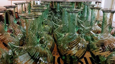 The shattered glass is being transported to factories in Tripoli, where they are being reshaped into long-stemmed carafes, traditional ibriqs and coffee mugs. Courtesy Ziad Abi Chaker