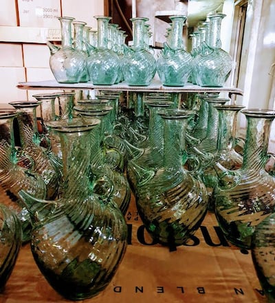 The shattered glass is being transported to factories in Tripoli, where they are being reshaped into long-stemmed carafes, traditional ibriqs and coffee mugs. Courtesy Ziad Abi Chaker