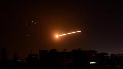 Light in the sky is seen in Damascus, Syria. Reuters